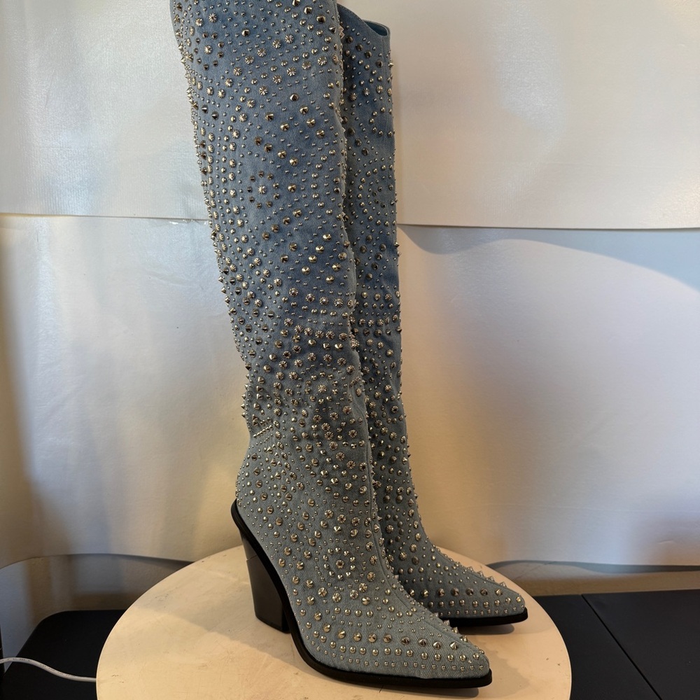 AZALEA WANG Texas Denim Western Boot Women size 7.5